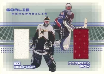 2000-01 Be A Player Memorabilia Goalie Memorabilia Ed Belfour Patrick Roy.webp
